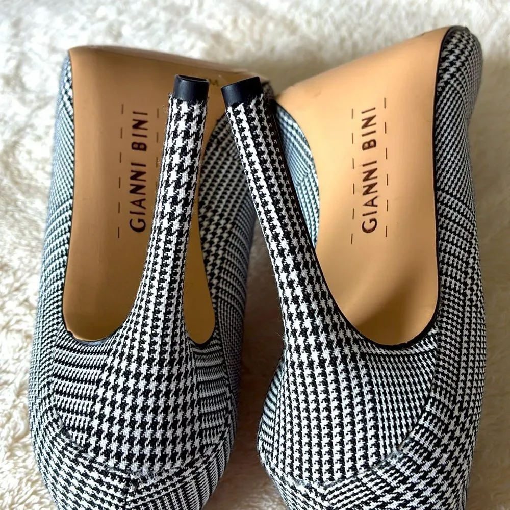Gianni Bini Houndstooth Black and White 4 Inch Heels Women’s 7 Medium
